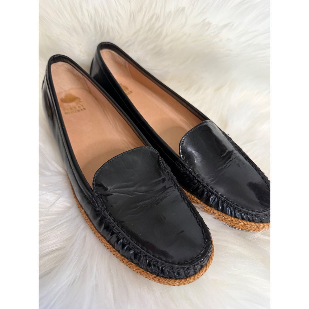 Stuart Weitzman Black Patent Leather Flats Women's Size 10‎
